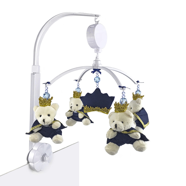 Móbile Musical Ursinho Príncipe Marinho Quarto Bebê