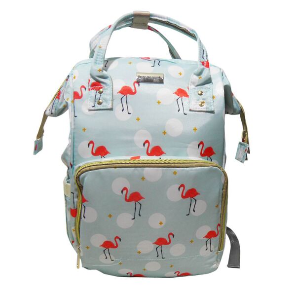 Mochila Maternidade Bebe Bolsa Azul Claro Flamingo