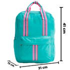 Mochila Menina Costas Escolar Bolsa C/ Bolso Lateral Listras