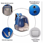 Mochila Pet Panorâmica Para Transporte De Cães E Gatos - Azul