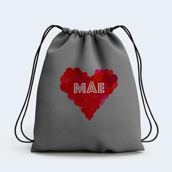 Mochila Saco Presente Personalizado Mãe Corações