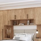 Módulo Aéreo Para Cama Casal 4 Portas 3 Nichos  Carvalho