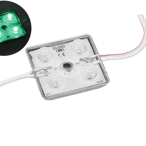 Módulo C/4 Leds Alto Brilho 12v Ip65 3528 35x35x4 - Verde