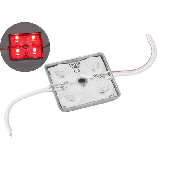 Módulo C/4 Leds Alto Brilho 12v Ip65 3528 35x35x4 - Vermelho