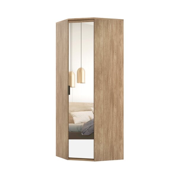 Módulo Canto 45º Com 1 Porta De Espelho  Carvalho/off White