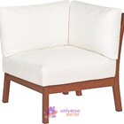 Módulo Canto Para Sofá C/ Madeira Jatobá E Estofado Acqua Blo