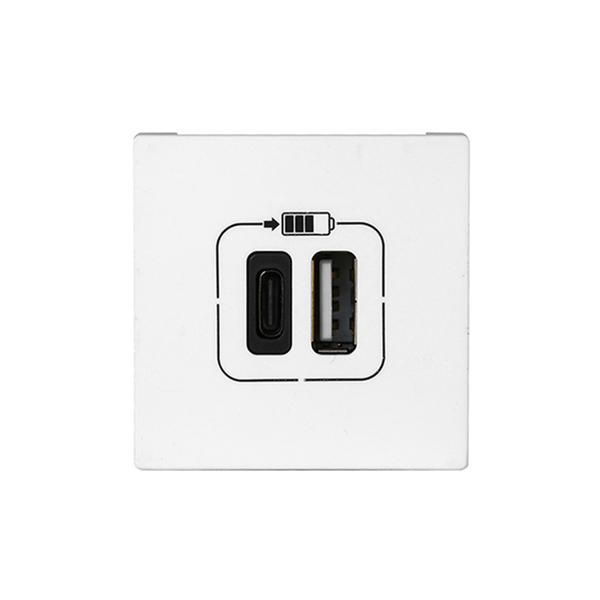 Módulo Carregador 2 USB Tipo A+C 3A Branco Pial Plus+ Legrand