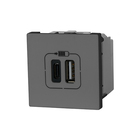 Módulo Carregador 2 USB Tipo A+C 3A Cinza Pial Plus+ Legrand