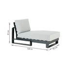 Módulo Chaise para Sofá de Jardim Alumínio Cinza 91x160x75cm Athena Naterial
