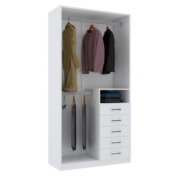 Módulo Closet 200x45x100 C/ 5 Gavetas E Cabideiro Duplo M367.b