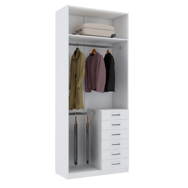 Módulo Closet 240x45x100 C/ 6 Gavetas E Cabideiro Duplo M482.b