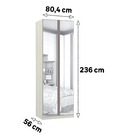 Módulo Closet 2 Portas 2 Cabideiros Espelhado Prime Plus