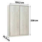 Módulo Closet 2 Portas de Correr 3 Gavetas com Colméia Legno Crema
