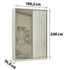 Módulo Closet 2 Portas de Correr 3 Gavetas com Colméia
