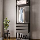 Módulo Closet 3 Gavetas E Cabideiro Clothes 700  Grafite