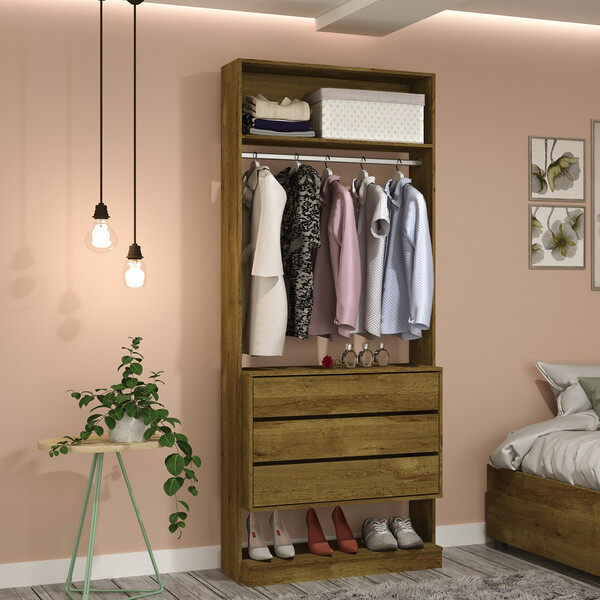 Modulo Closet 3 Gavetas E Maleiro Twister Tcil