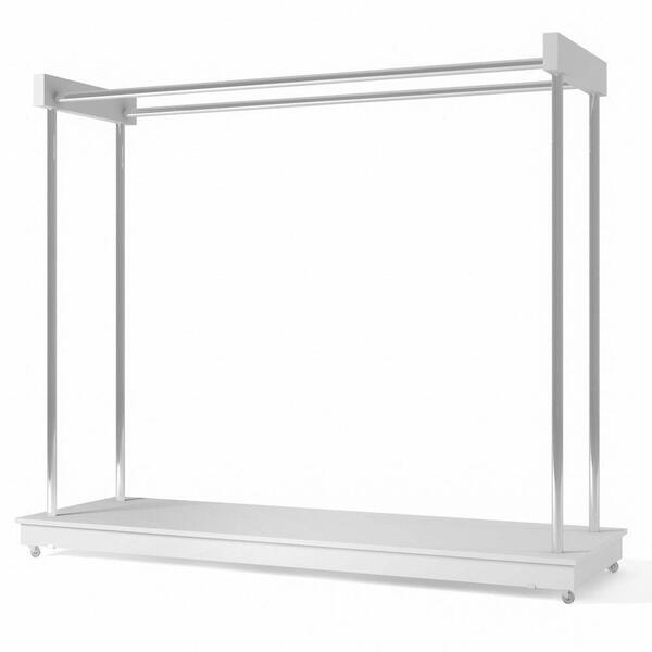 Módulo Closet Arara Expositor Com Rodízio Aço Cromado Branco