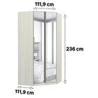 Módulo Closet Canto 2 Portas 3 Gavetas Espelhado Prime Plus