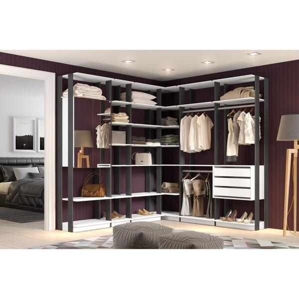 Módulo Closet Com 5 Prateleiras Clothes 700  Branco Tx/grafite