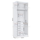 Módulo Closet Com 6 Gavetas, Cabideiros E Maleiro (a250xl90xp