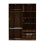 Módulo Closet com 3 Gavetas 7 Nichos 2 Cabideiros e 1 Maleiro Nogueira 236x159x54cm Prime Luciane