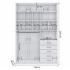 Módulo Closet L150 X P45 X A220 (5 Gavetas, Gabideiro E Nicho