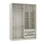 Módulo Closet com Cabideiro Gaveteiro Nicho e Porta de Correr Espelhada Legno Crema 236x159,2x54,5cm Prime Luciane