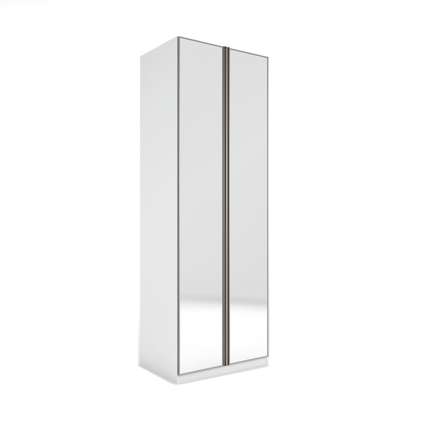 Módulo Closet com Cabideiro Gaveteiro e Porta Dobradiça Espelhada Branco 236x80,4x54,5cm Prime Luciane