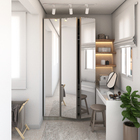 Módulo Closet com Cabideiro Gaveteiro e Porta Dobradiça Espelhada Branco 236x80,4x54,5cm Prime Luciane