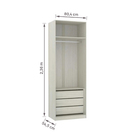 Módulo Closet com Cabideiro Gaveteiro e Porta Dobradiça Legno Crema 236x80,4x54,5cm Prime Luciane