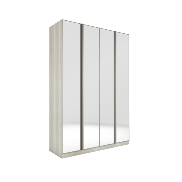 Módulo Closet com Cabideiro Gaveteiro Nicho e Porta Dobradiça Espelhada Legno Crema 236x159,2x54,5cm Prime Luciane