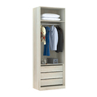 Módulo Closet com Cabideiro Gaveteiro e Porta Dobradiça Espelhada Legno Crema 236x80,4x54,5cm Prime Luciane