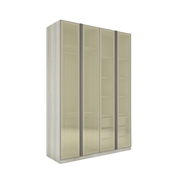 Módulo Closet com Cabideiro Gaveteiro Nicho e Porta Dobradiça Reflecta Legno Crema 236x159,2x54,5cm Prime Luciane