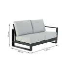 Módulo Direito de Sofá para Jardim 2 Lugares em Alumínio 88x160x88cm Cinza Athena Naterial