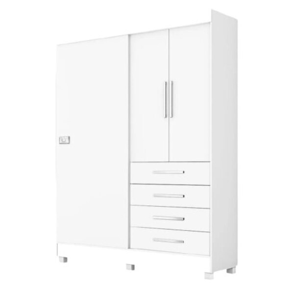 Módulo Georgia Guarda Roupa Branco / Branco / Rosa J&A Móveis