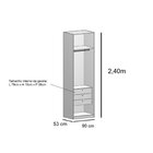 Módulo Guarda-roupa 2 Portas Com Gavetas 90cm X 240cm Clean A