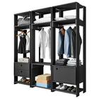 Módulo Guarda Roupa Closet Casal 1 Porta 2 Gavetas Titan Pret