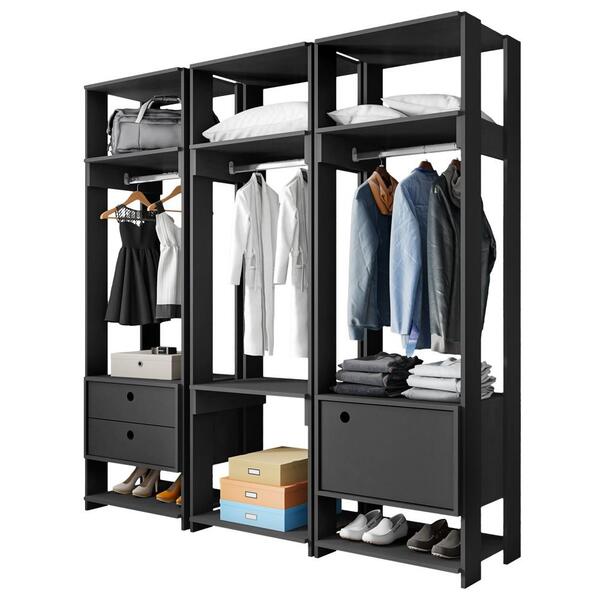 Módulo Guarda Roupa Closet Casal 1 Porta 2 Gavetas Titan Pret