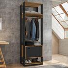 Módulo Guarda Roupa Closet Com 1 Porta Titan Preto Velluto/fr