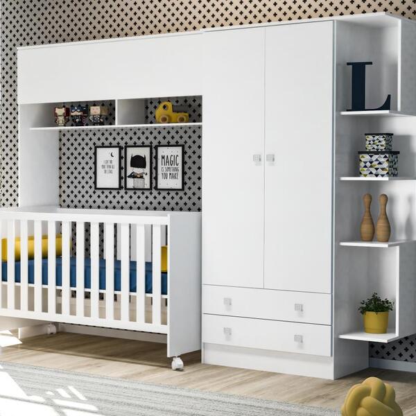 Modulo infantil com guarda roupa e berço clearance