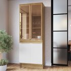 Módulo Paneleiro Cristaleira Dupla Vidro Reflecta  Mel/branco