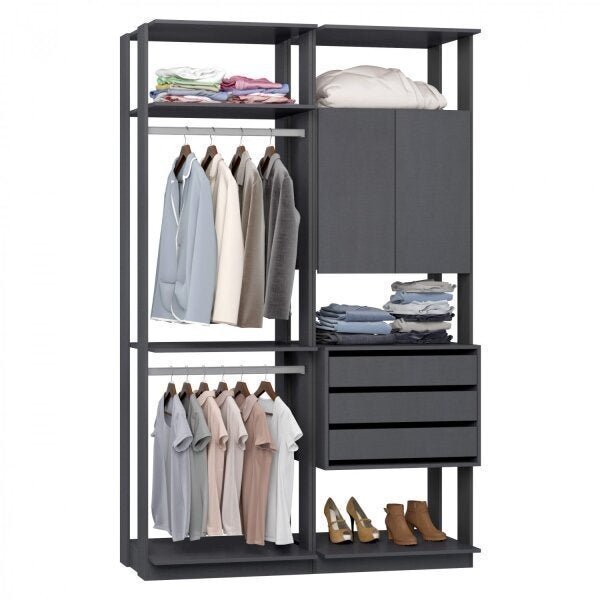 Módulo Para Closet 2 Portas 3 Gavetas 2 Cabideiros Be Mobiliá