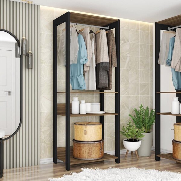 Módulo Para Closet 2 Prateleiras Aberto Byte Mel/preto