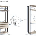 Módulo Para Closet 3 Cabideiros 3 Gavetas  Nature/grafite