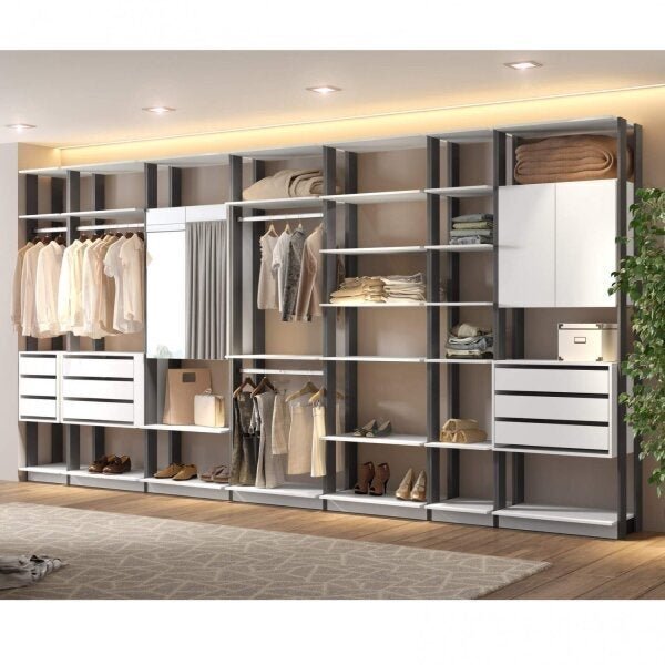 Módulo Para Closet 4 Portas 4 Cabideiros 9 Gavetas Be Mobiliá