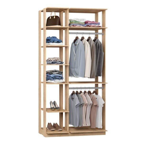 Módulo Para Closet 6 Prateleiras 2 Cabideiros Be Mobiliário C