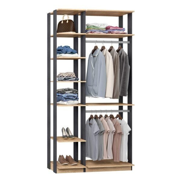 Módulo Para Closet 6 Prateleiras 2 Cabideiros Be Mobiliário C