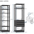 Módulo Para Closet 6 Prateleiras 3 Gavetas  Grafite