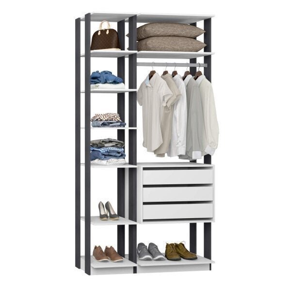 Módulo Para Closet 6 Prateleiras 3 Gavetas Be Mobiliário Bran