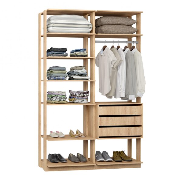 Módulo Para Closet 6 Prateleiras 3 Gavetas Be Mobiliário Carv